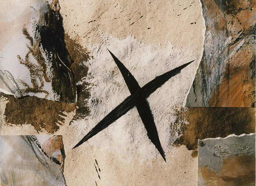 PALIMPSESTEacrylique, marbre, linogravure,brou de noix, collage28 x 3810  97