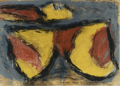 DERIVE  12Acrylique, fusain, pigments, terre, poudre de marbre, bitume, graphite, sur papier13 - 7 - 1995140 x 200