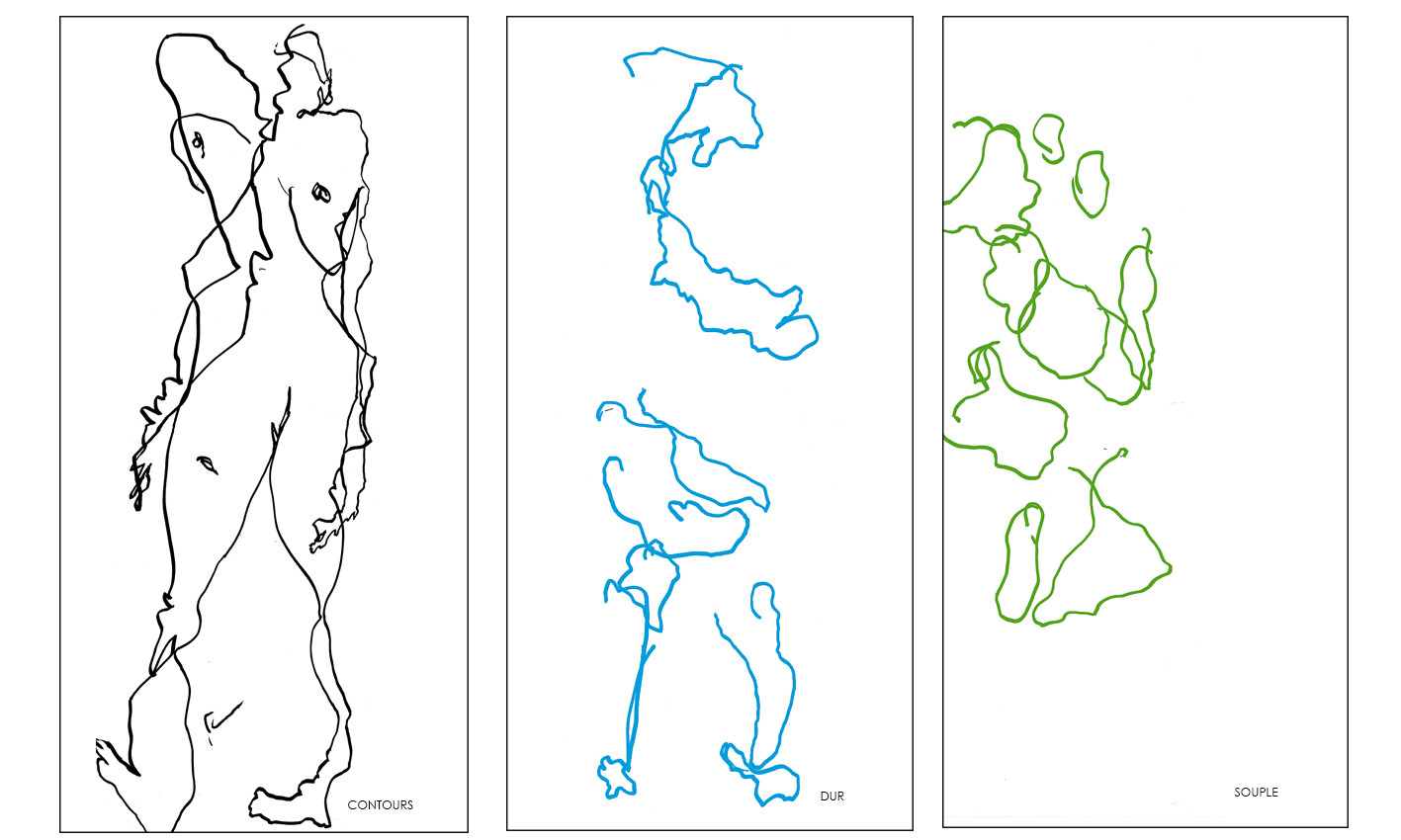 CONTOURS, DUR, SOUPLEles couleurs permettent de distinguer les tracéspendant le travail, et n'ont pas de valeur expressive