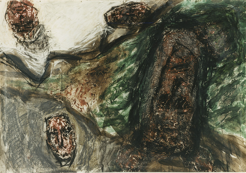 DERIVE  3Acrylique, fusain, pigments, terre, poudre de marbre, bitume, graphite, sur papier3 - 1995140 x 200