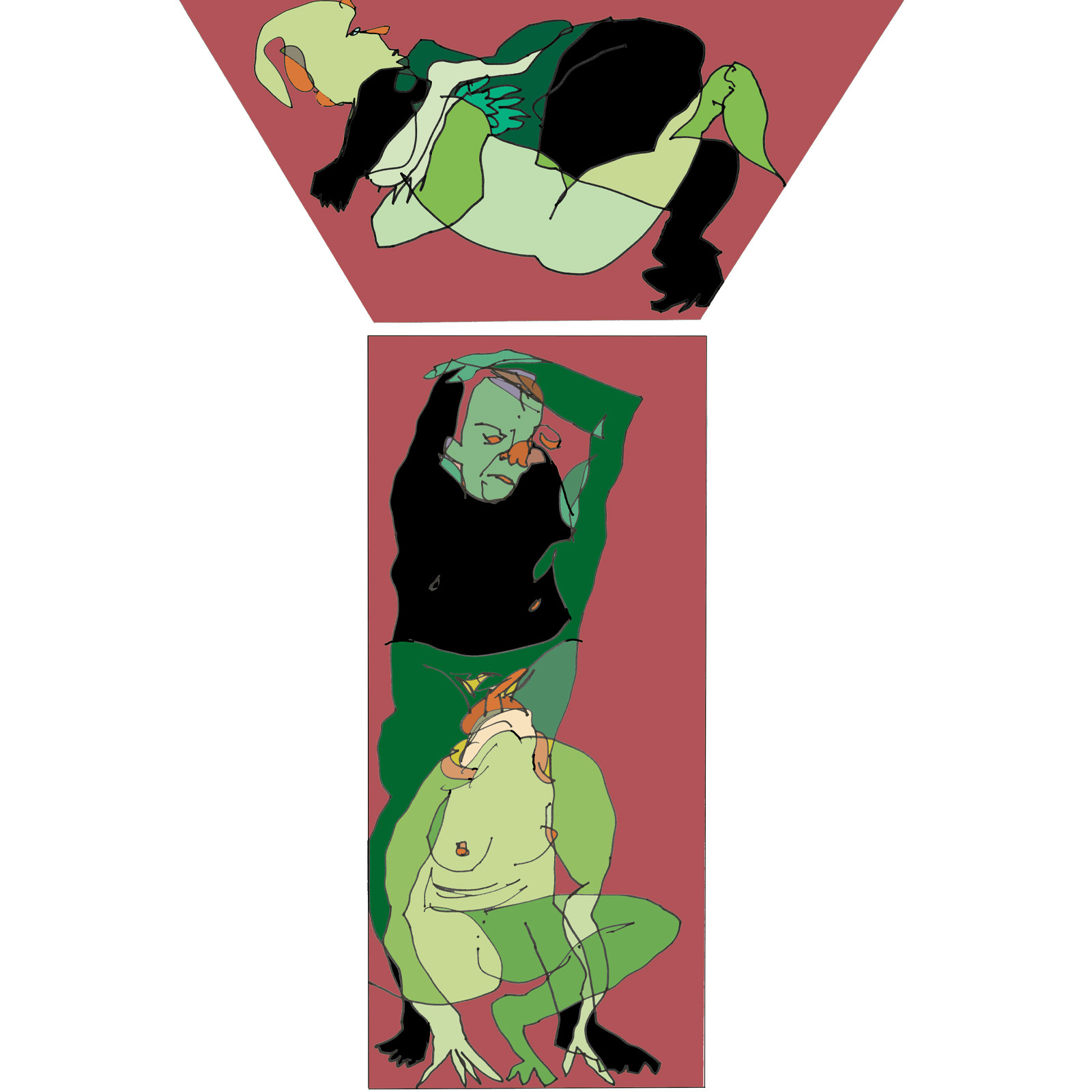 Dessins en aveugle à partir des photos des couples.Réalisation sur palette graphique Impression jets d'encresFormat A 2   12 - 2022