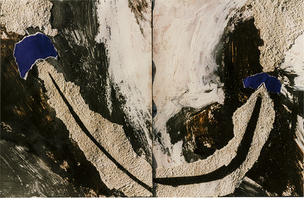 PALIMPSESTEacrylique, marbre, terrecraie à l'huile, papier réemploi32 x 25 deux fois10  97