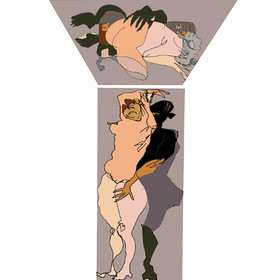 Dessins en aveugle à partir des photos des couples.Réalisation sur palette graphique Impression jets d'encresFormat A 2   12 - 2022