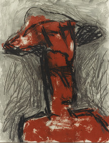 DERIVE  Acrylique, fusain, pigments, terre, poudre de marbre, bitume, graphite, sur papier19 - 8  - 1995  ( 1 )65 x 50