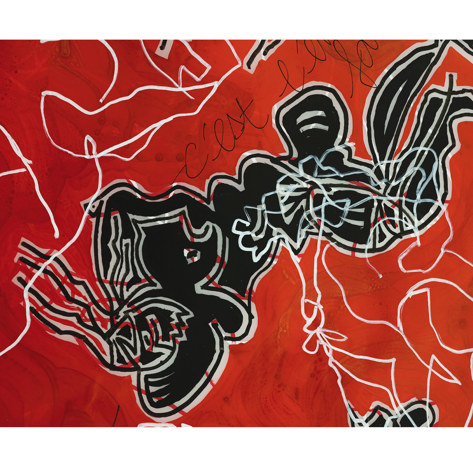 GEANTE APSARA n° 21   SUZANNEdétail du RECTOon voit les tracés blancs et les fragments de textes200 x 90 06 - 2023