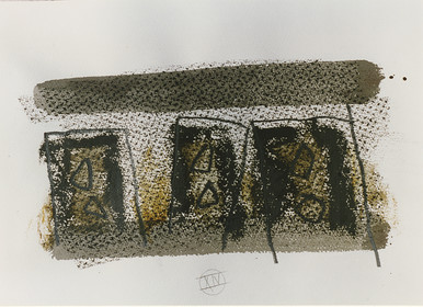 ERRANCE quadriptyque 1empreinte, acrylique, huile, papier26 x 3610  94 n° 14