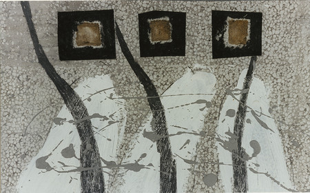 BATAILLE acrylique, terre, lavis, pigments, fusain,brou, marbre, papier40 x 6531  1    97 ( 1 )