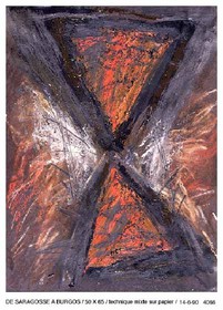 DE SARGASSE A BURGOS 65 x 50technique mixte sur papier14 - 6 - 1990