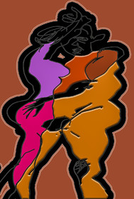 A partir de dessins en aveugle, pour les Couples Colonnes, liberté de mise en page et gamme de couleur réduite. Travail sur les contours, noirs et épaisRéalisation sur ordinateur et palette graphiqueImpression jet d'encre   60 x 40   mai à juillet 2024