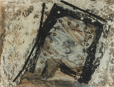 BATAILLE acrylique, terre, lavis, pigments, fusain,brou, marbre, papier50 x 6527  4  97 ( 1 )