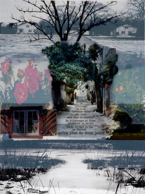 KAFKA. LE CHATIMENT D'AMALIA 15Description :Enfin le printemps et l’été, finissent aussi par venir, mais dans le souvenir, le printemps et l’été semblent si brefs, qu’on dirait qu’ils ne durent guère plus de deux jours.Image en hauteur au format 30 x 40 cm.Photo montages numériques, dessin, impression par jet d’encres aux pigments, sur des transparents superposés.