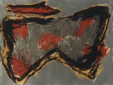 DERIVE  Acrylique, fusain, pigments, terre, poudre de marbre, bitume, graphite, sur papier19 - 8  - 1995  ( 5 )50 x 65