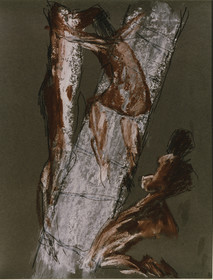 DESSIN DE NU AVEC MODELE65 X 508 7  93 ( 5 )craies Markal à l'huile sur papier recyclé