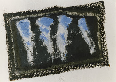 ERRANCE quadriptyque 1empreinte, acrylique, huile, papier26 x 3610  94 n° 61