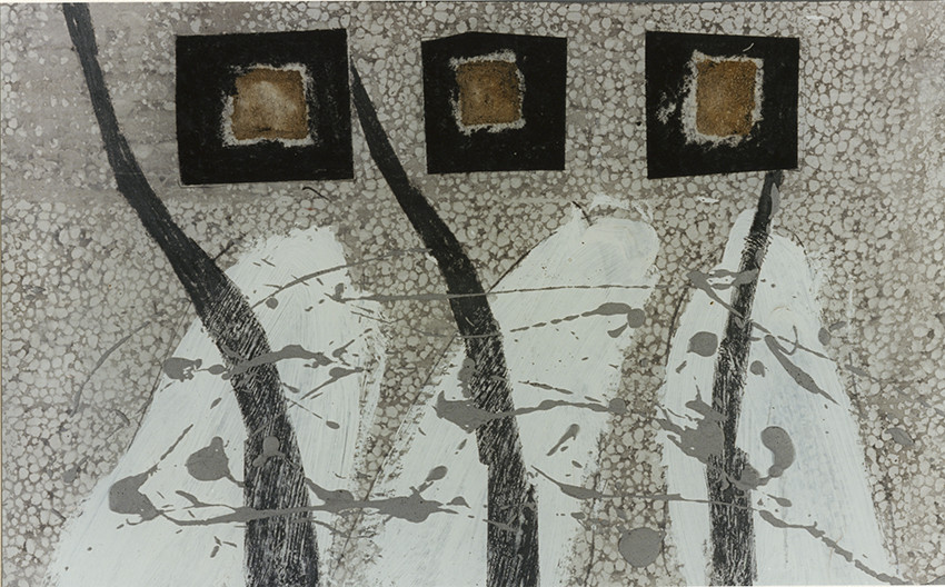 BATAILLE acrylique, terre, lavis, pigments, fusain,brou, marbre, papier40 x 6531  1    97 ( 1 )