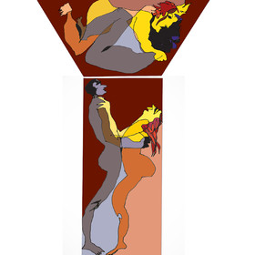 Dessins en aveugle à partir des photos des couples.Réalisation sur palette graphique Impression jets d'encresFormat A 2   12 - 2022