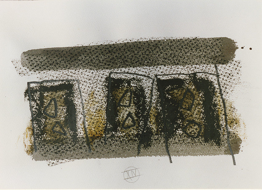 ERRANCE quadriptyque 1empreinte, acrylique, huile, papier26 x 3610  94 n° 14