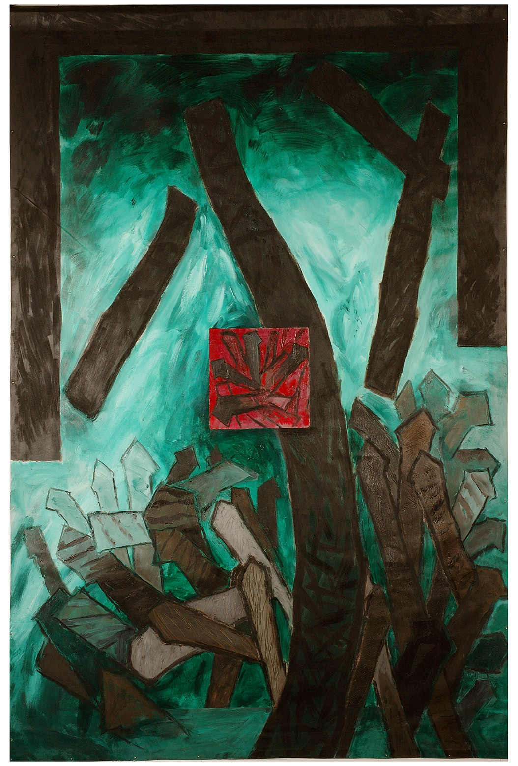 DESCRIPTION D'UN COMBAT 32004 et reprise en Avril et Mai 2005toile libre de 3m de haut, par 2m de largeAcrylique sur toile polyester